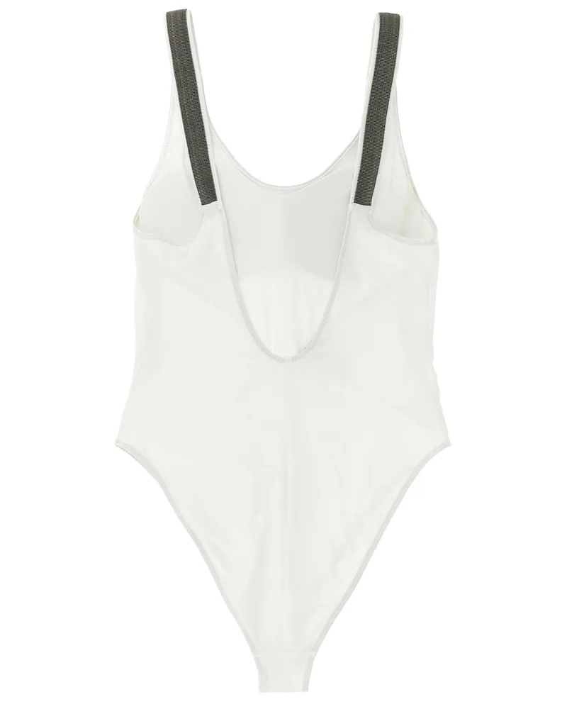 Brunello Cucinelli Monile-Trimmed Swimsuit — White White