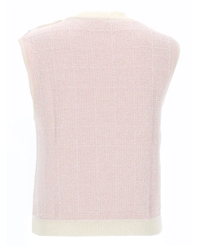 Balmain Jewel-Button Knit Tank Top — Pink Pink