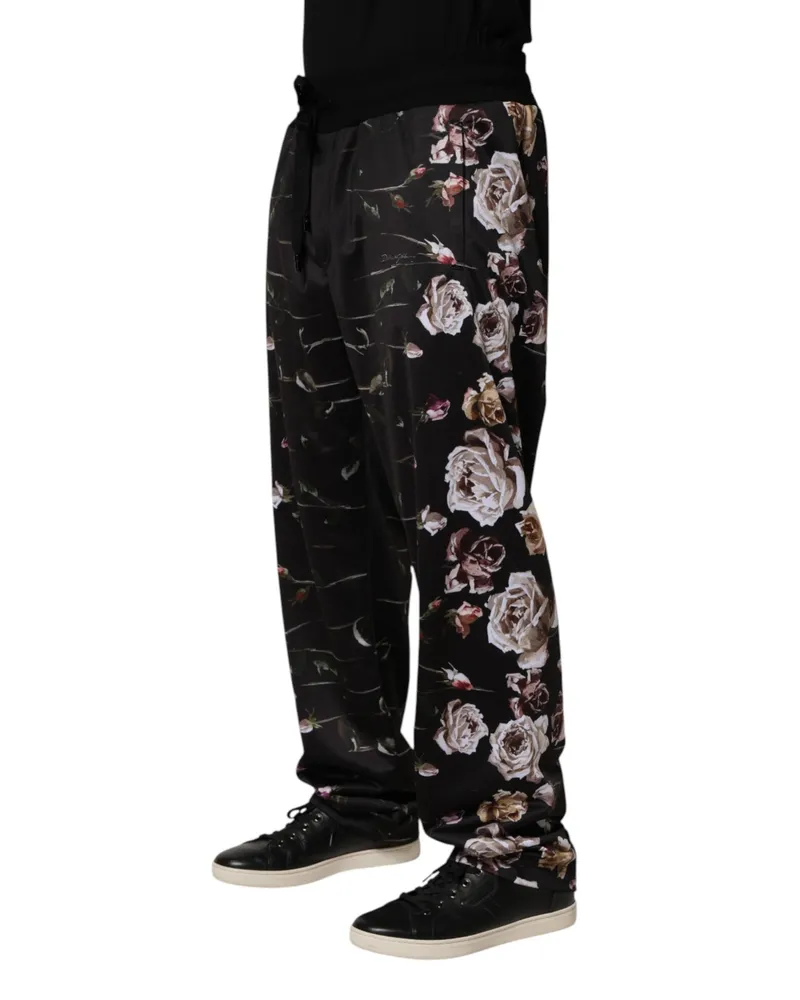 Dolce & Gabbana Men's Floral Print Chinos Black Black