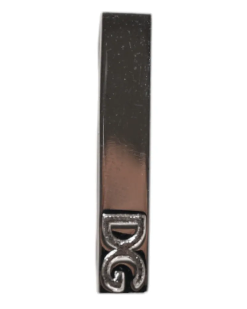 Dolce & Gabbana Men's Silver Tone Brass Logo Branded Tie Clip Bar Real Silver
