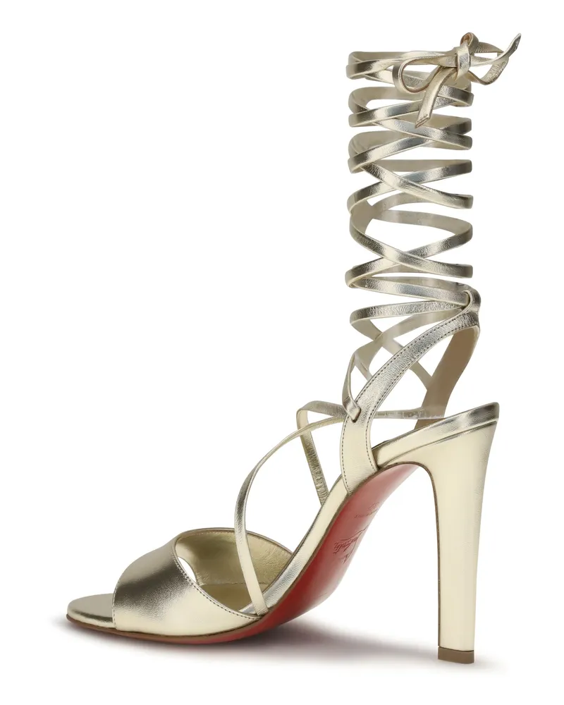 Christian Louboutin Women's Sandals Fanny Randa Platinum Platinum-Linen Lamb Leather Platinum/linen Silver