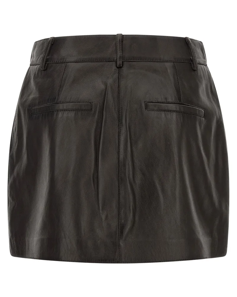 P.A.R.O.S.H. Lambskin Leather Skirt — Brown Brown