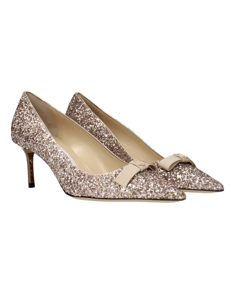 Jimmy Choo Women's Pink Plastic Mid Heel Pumps Gold