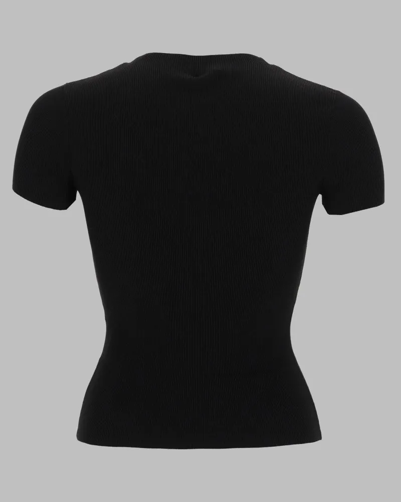 Alexander Wang Logo-Embroidered T-Shirt — Black Black