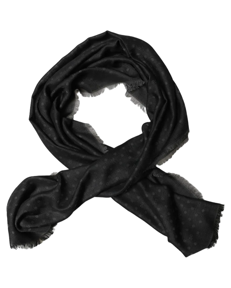 Dolce & Gabbana Polka Dot Fringe Scarf — Black Black