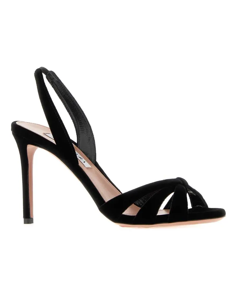 Aquazzura Knotted Velvet Sandals — Black Black