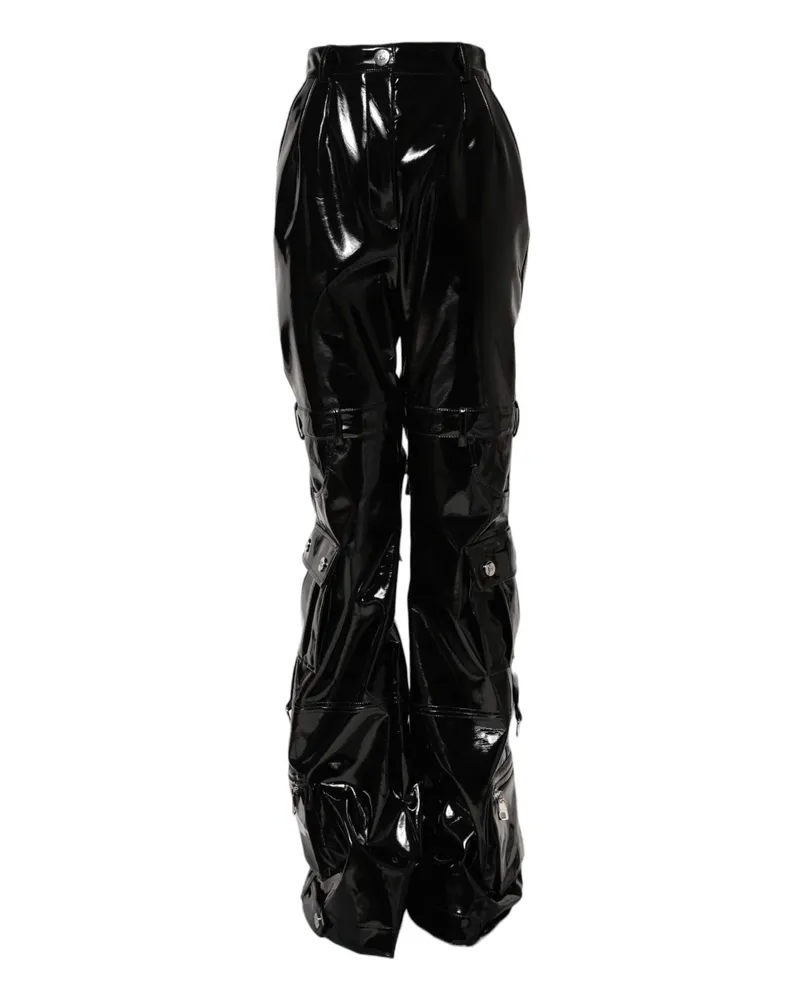 Dolce & Gabbana Women Black High Waist Cargo Bootcut Pants Black