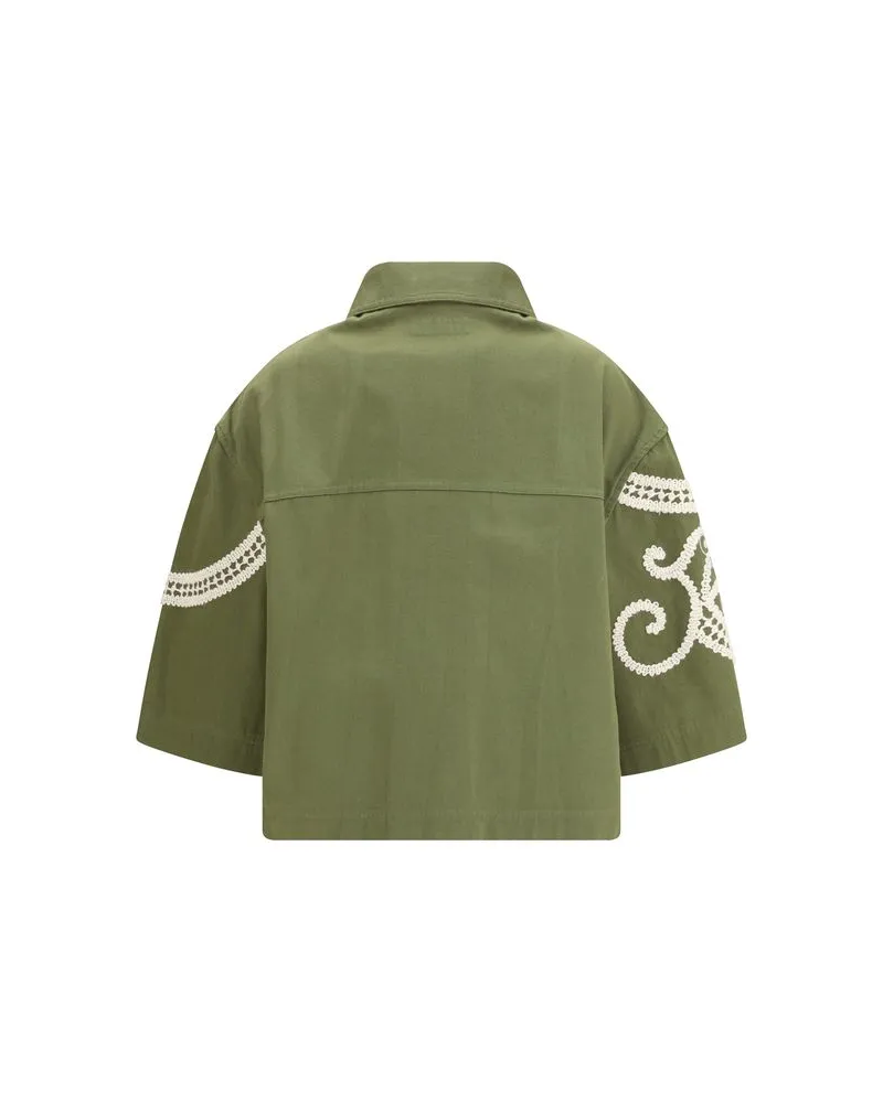 Max Mara Women's Bicolor Cotton Coat Clothing Green
