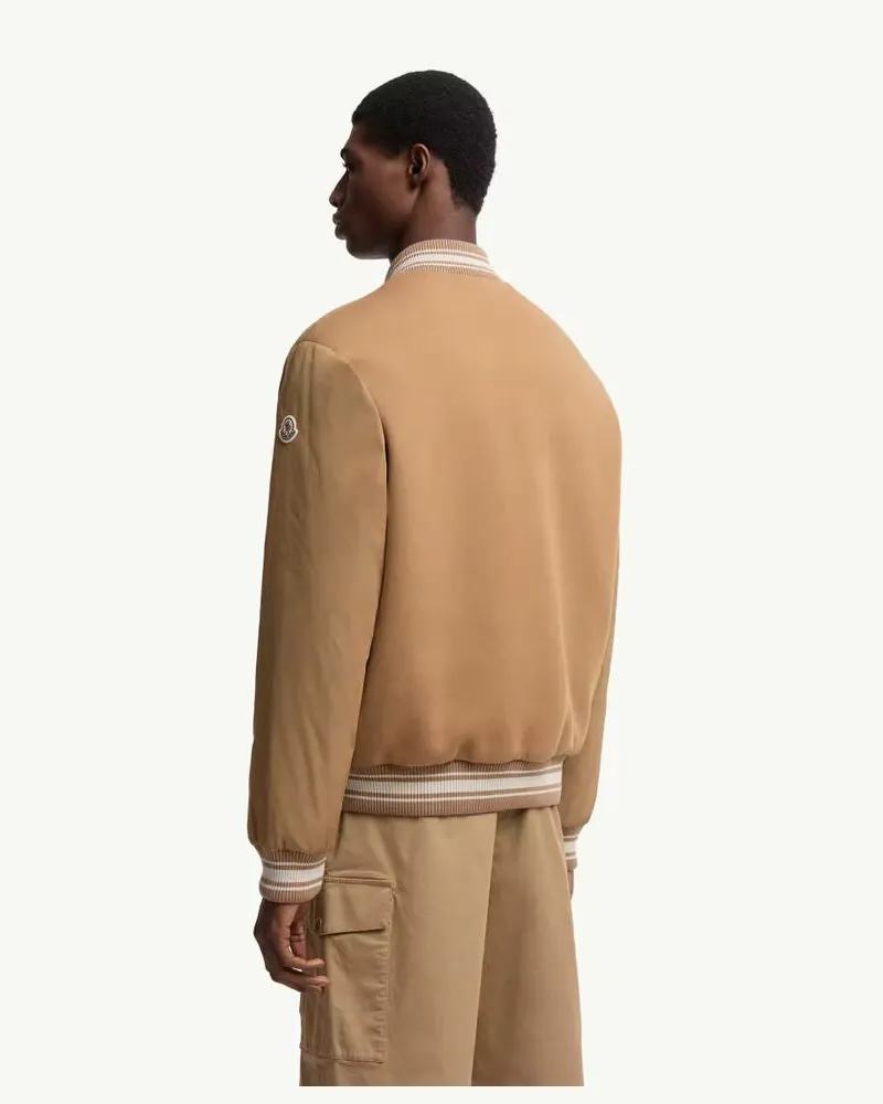Moncler Logo-Appliquéd Wool-Blend Bomber Jacket — Camel Camel