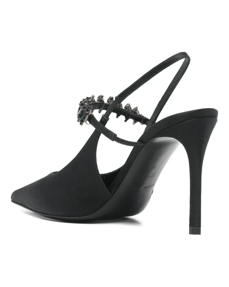 Emporio Armani Embellished Satin Slingback Pump — Black Black