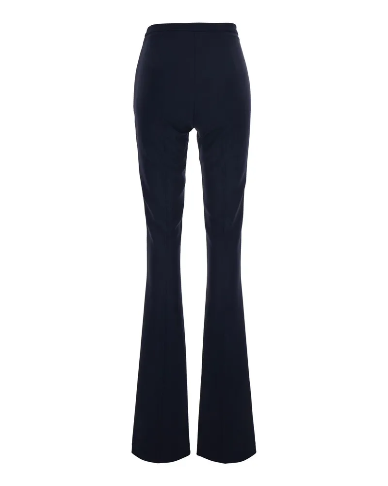 Elisabetta Franchi Flared Crepe Trousers — Blue Blue