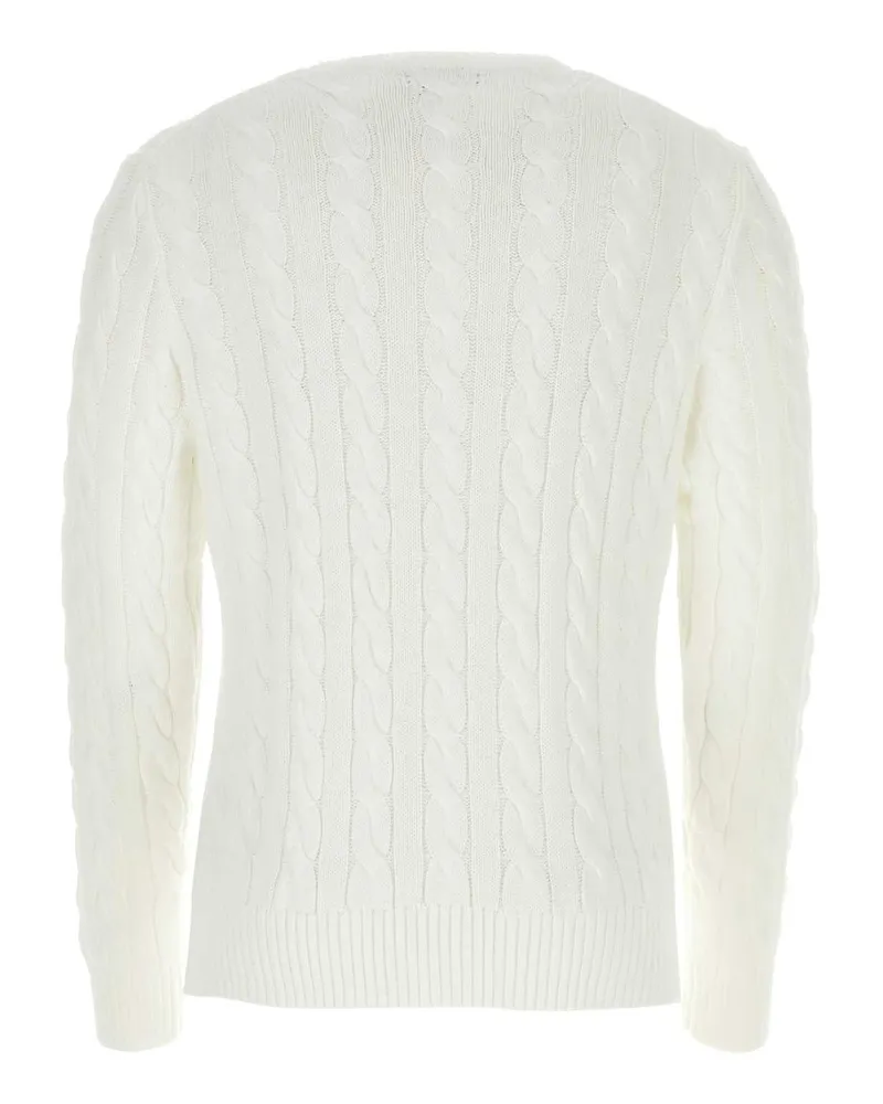 Ralph Lauren Men's White Cotton Sweater Exterior: Maglieria White