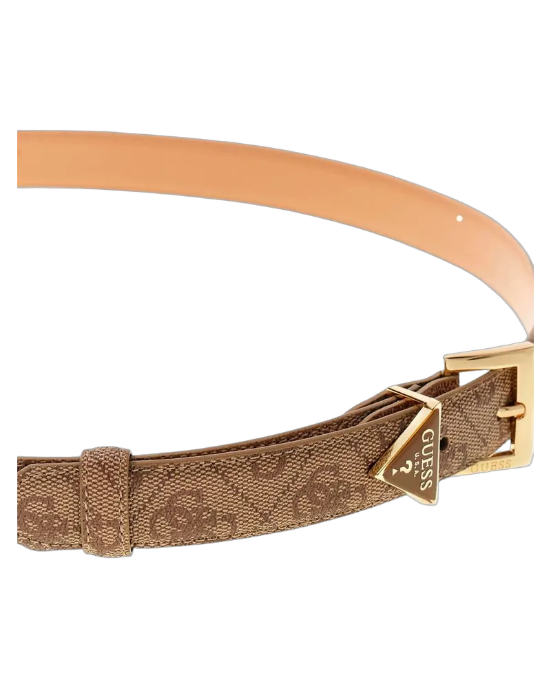 Guess Women Belt Latte Logo Polyester Accessories Beige