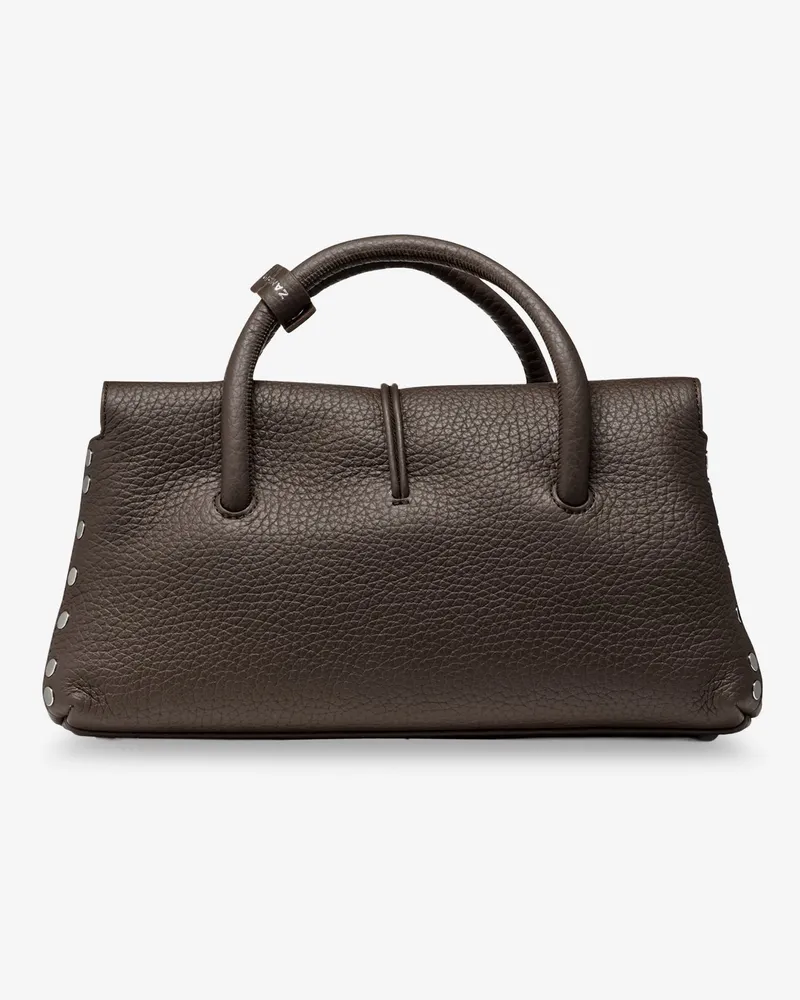 Zanellato Women's Crossbody Bag Dotta Hammered Leather Grey Shoulder Gray