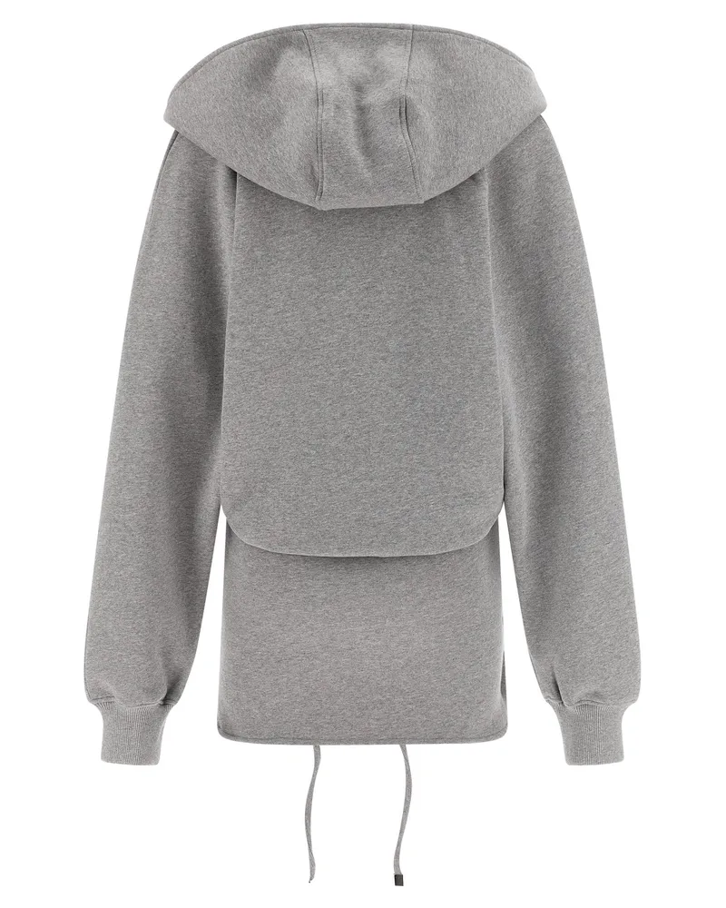 ATTICO Cotton Fleece Wrap Hoodie — Gray Gray