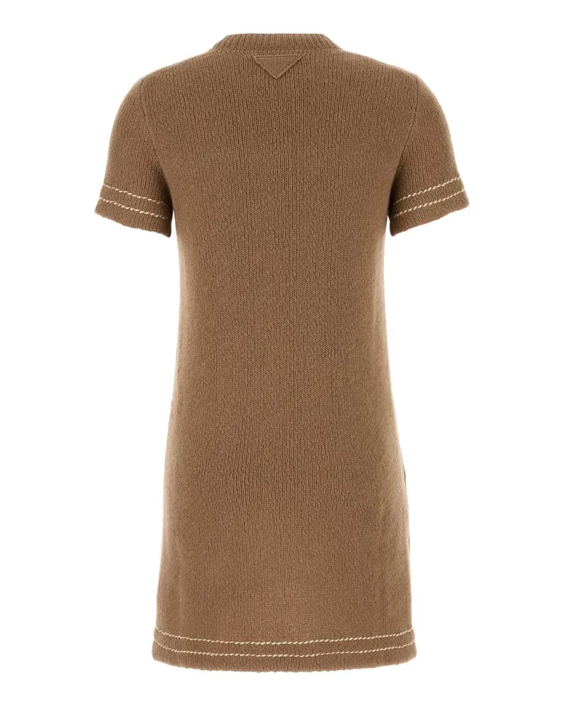 Prada Women's Biscuit Cashmere Mini Dress Cammello Exterior: Abiti Beige