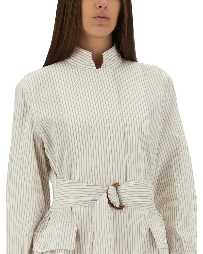 Fendi Cotton-Silk Blouson Shirt — Beige Beige
