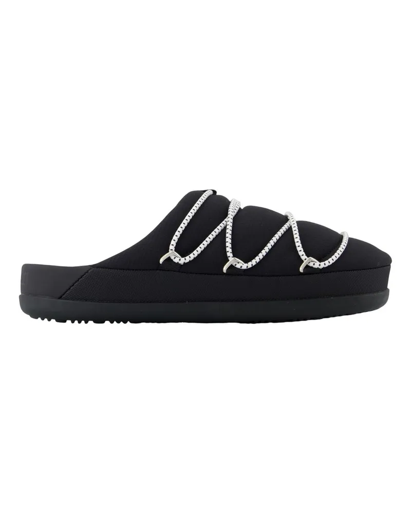 Moon Boot Quilted Synthetic Slipper — Black Black