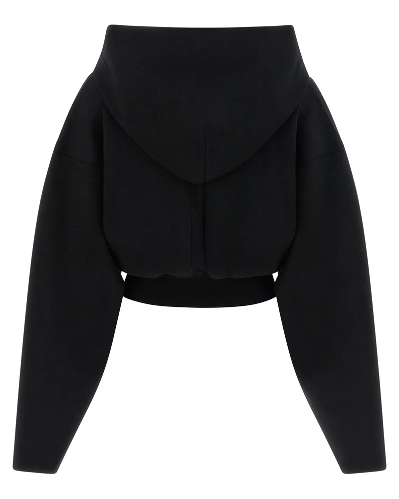 Rick Owens Cropped Structured Hoodie — Black Black