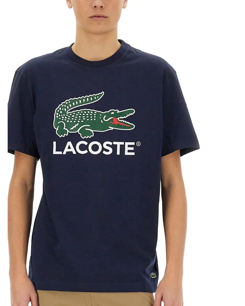 Lacoste Cotton Print T-Shirt — Blue Blue