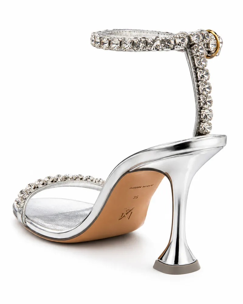 Amina Muaddi Women's Sandals Gigi 95 Silver Leather Silver