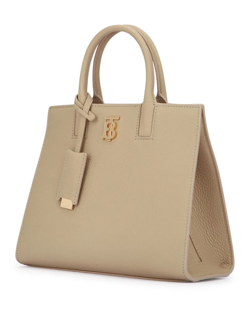 Burberry Women's Grain Leather Top Handle Bag Beige Calf Beige