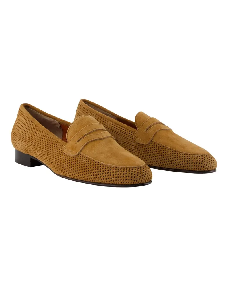 Carel Women's Perforated Calfskin Loafer Brown Brown