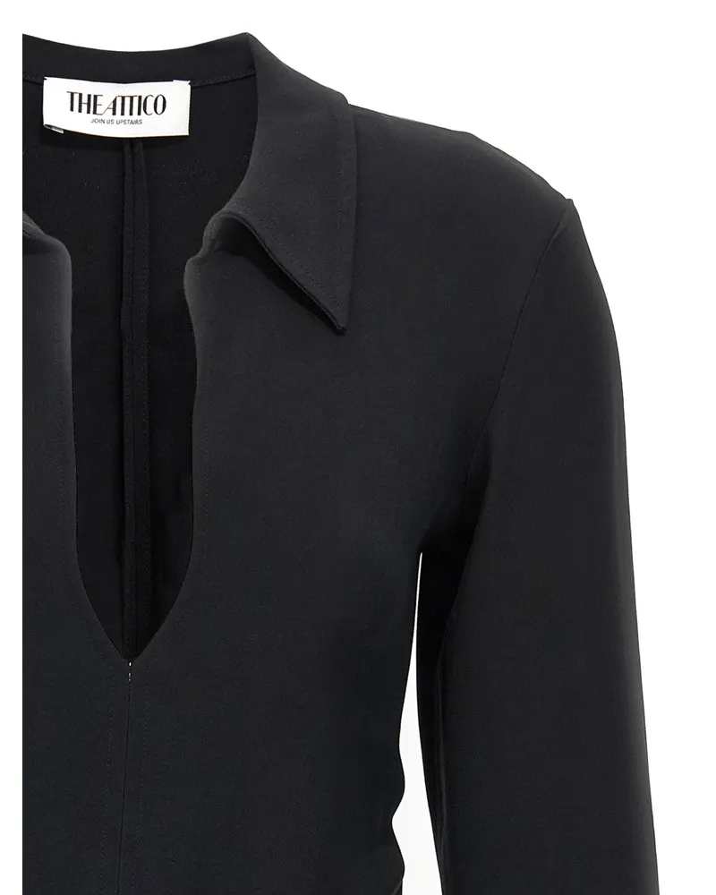 ATTICO Polo Collar Mini Dress — Black Black
