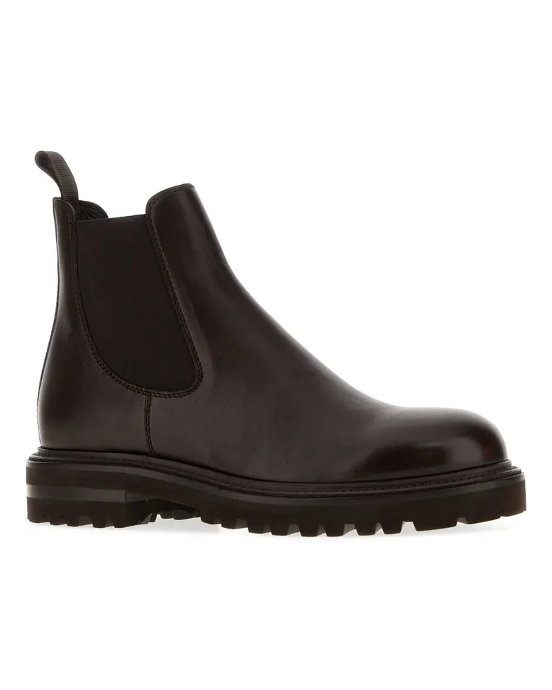 Giorgio Armani Leather Chelsea Boot — Brown Brown