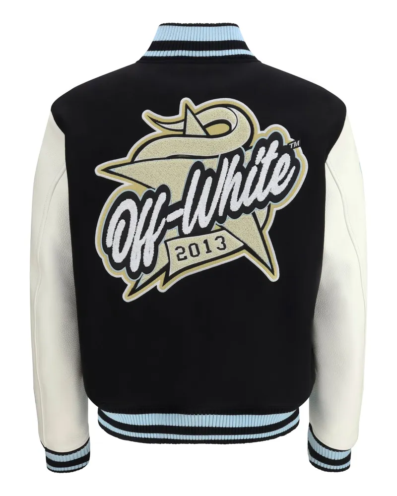 OFF-WHITE Men's Jacket Varsity Star Logo Black Wool Black