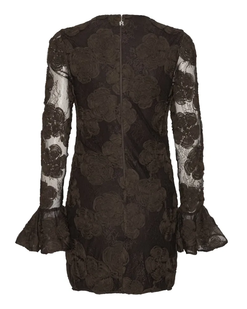 ROTATE Birger Christensen Women's Mini Dress Flower Molé Lining: Viscose Evening Suits Brown