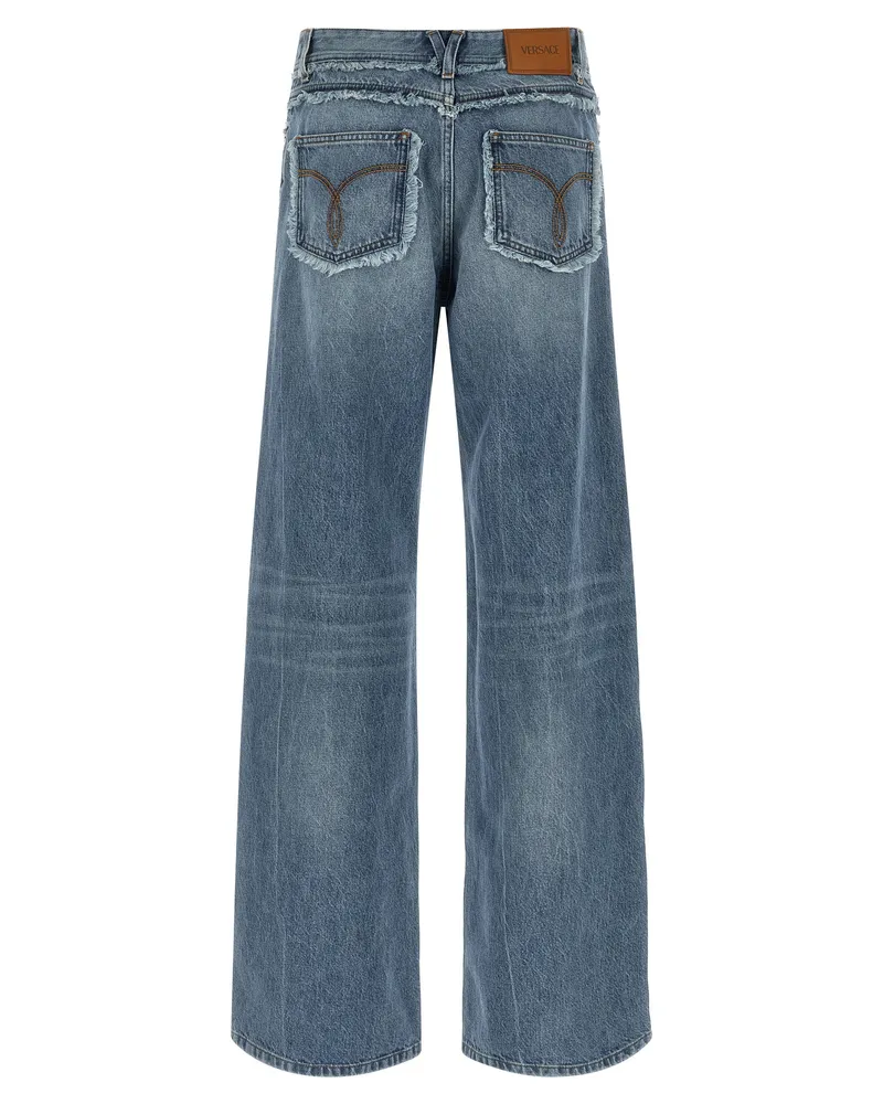 Versace Women's Blue Cotton Boyfriend Jeans Clothing Blue