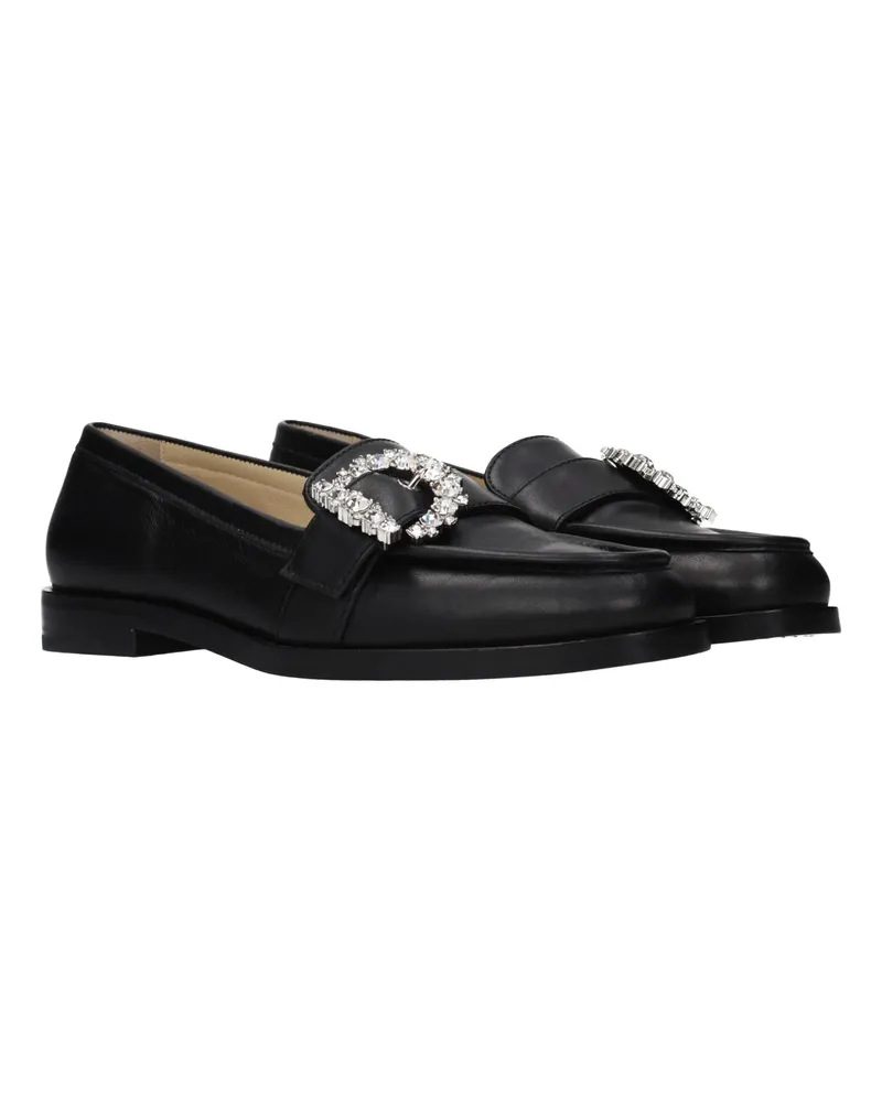 Jimmy Choo Women's Black Leather Slip-On Loafers Black