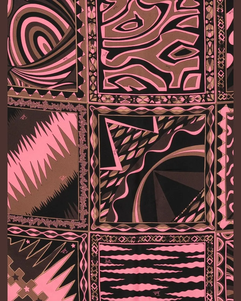 Emilio Pucci Patchwork Printed Silk Scarf — Pink Pink