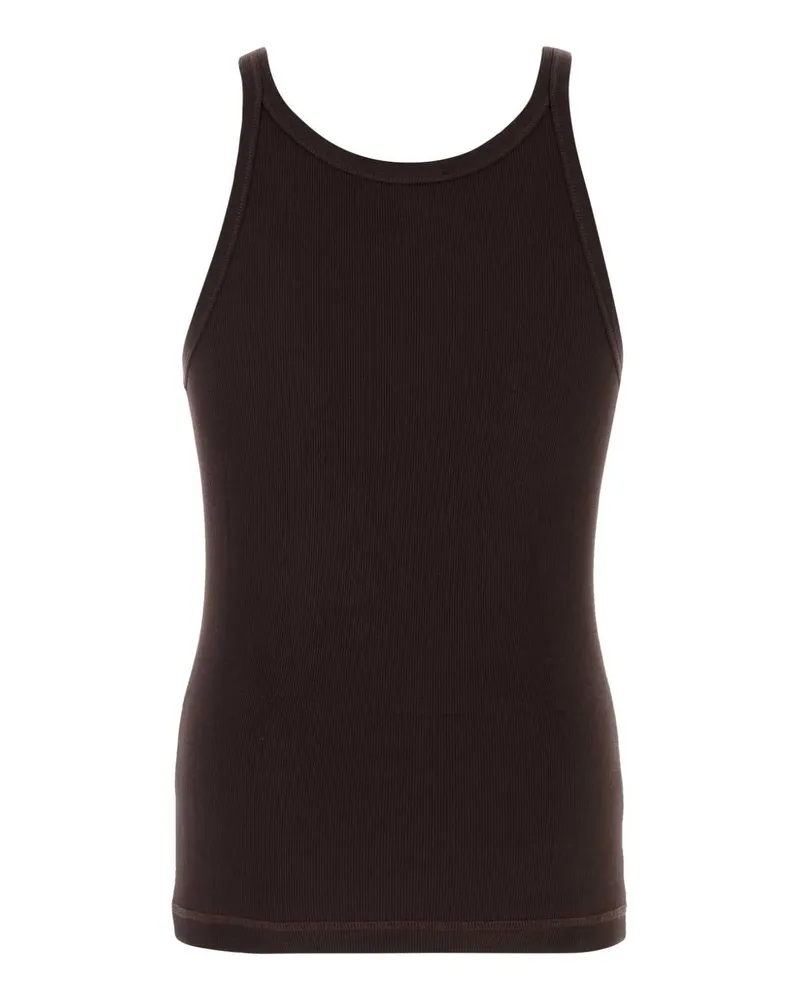 Dolce & Gabbana Men's Ribbed Cotton Tank Top Brown Tops Brown