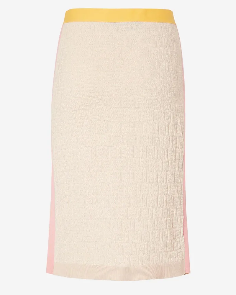 Fendi Cotton and Silk Colour-Block Skirt — Beige Beige