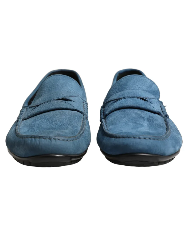 Dolce & Gabbana Pebbled Calfskin Leather Loafers — Blue Blue