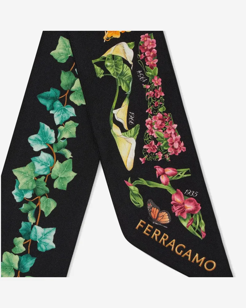 Ferragamo Women's Mini Silk Bandeau Black Scarf Scarfs Black
