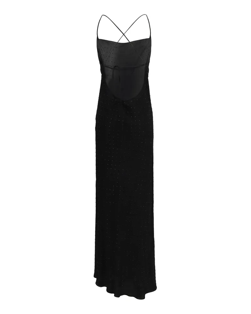 Pinko Women's Long Strass Slipdress Nero Limousine Polyester Dress Black