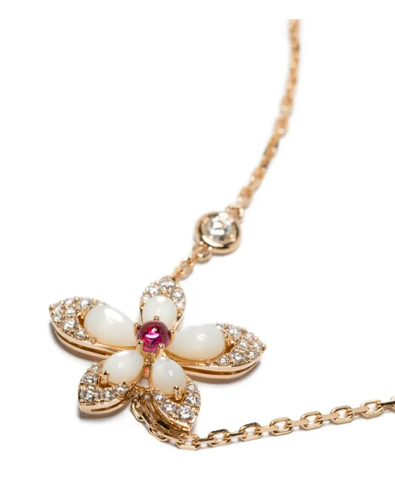 Roberto Coin Women's 18 Karat Rose Gold Diamond Mother Of Pearl Flower Bracelet Aw25 W Rose