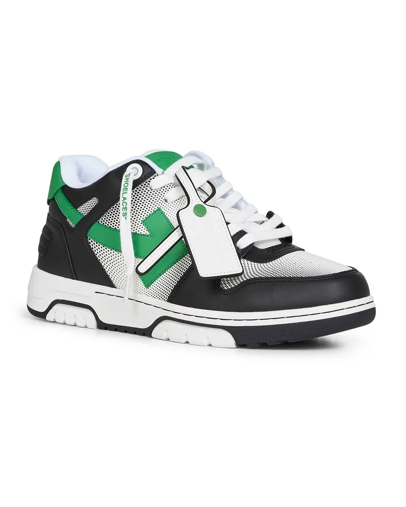 OFF-WHITE Color-Block Calf Leather Sneaker — Black Black
