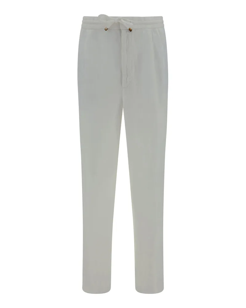 Brunello Cucinelli Linen Trousers — White 