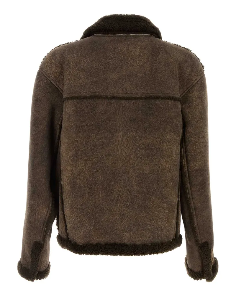 Giorgio Armani Men's Chocolate Shearling Jacket Delicioso Exterior: Lamb Giacche E Gilet Brown