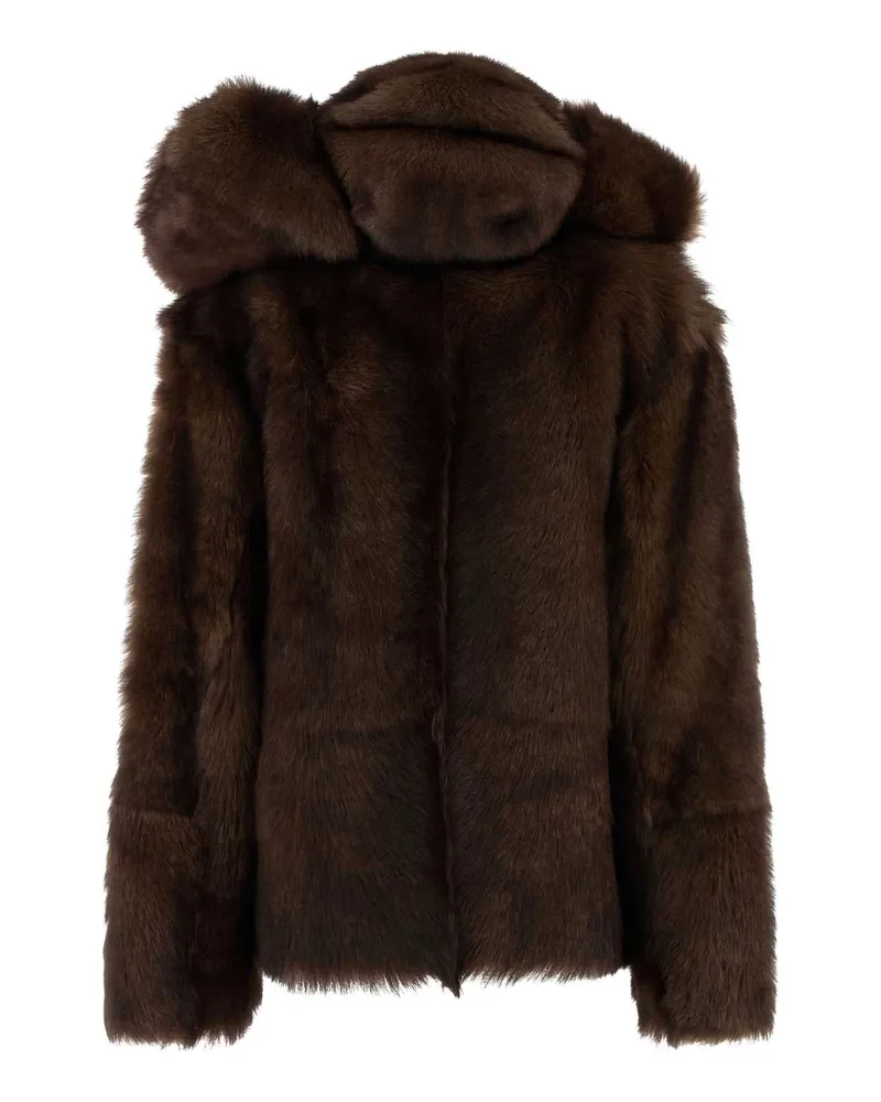 Prada Women's Brown Fut Mogano Giacche Pelle Jacket Brown