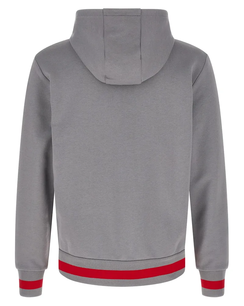 Kiton Contrast-Striped Cotton Hoodie — Gray Gray