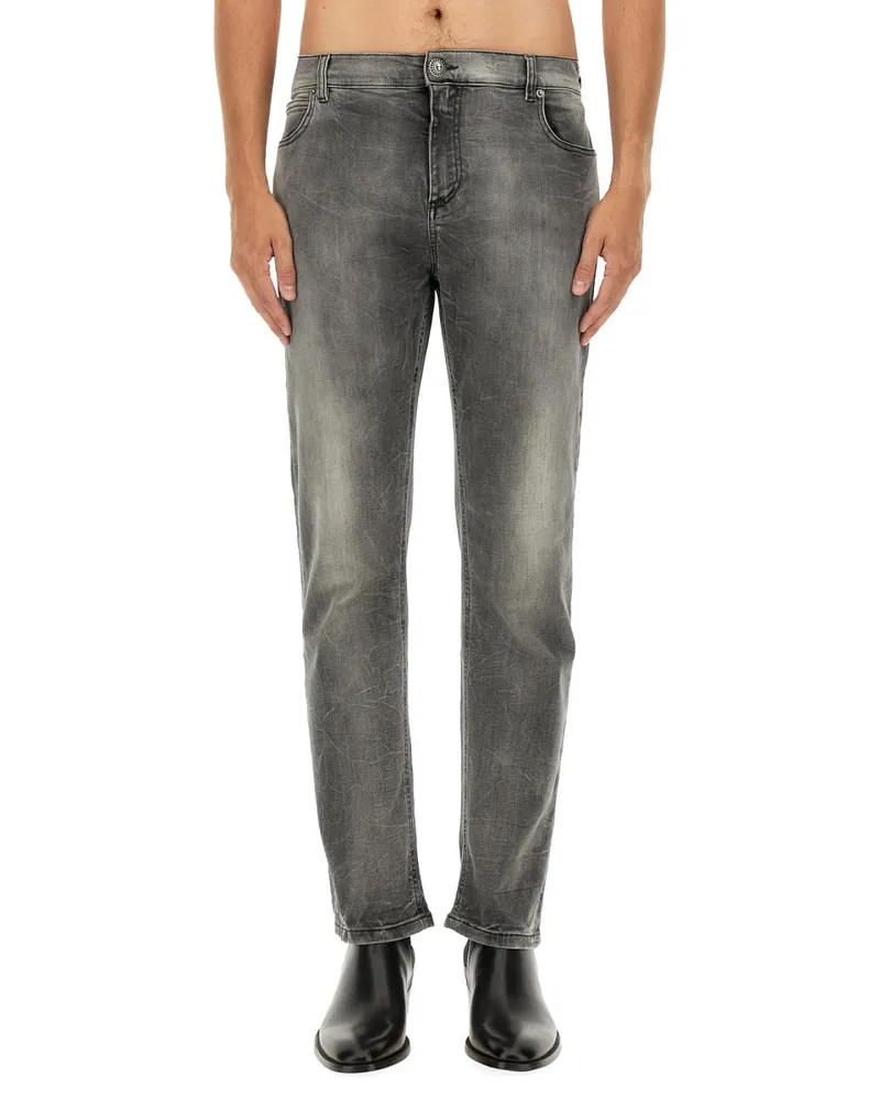 Balmain Regular Fit Cotton Jeans — Gray Gray