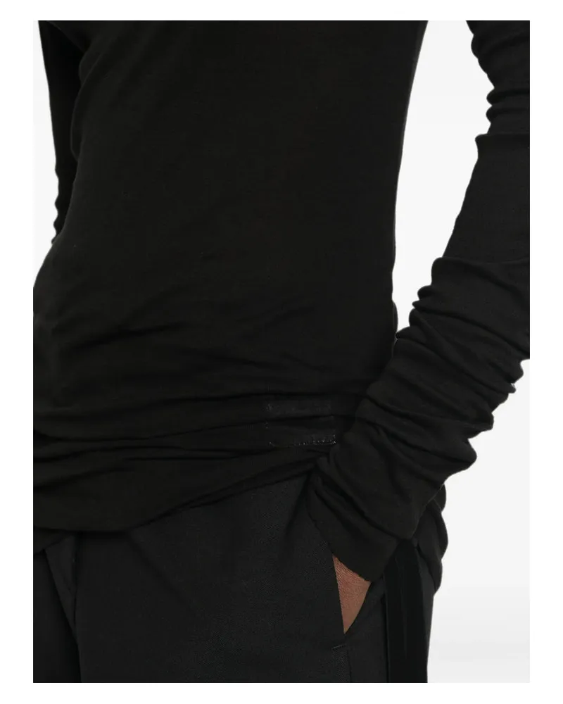 DRKSHDW by Rick Owens Ruched Organic Cotton T-Shirt — Black Black
