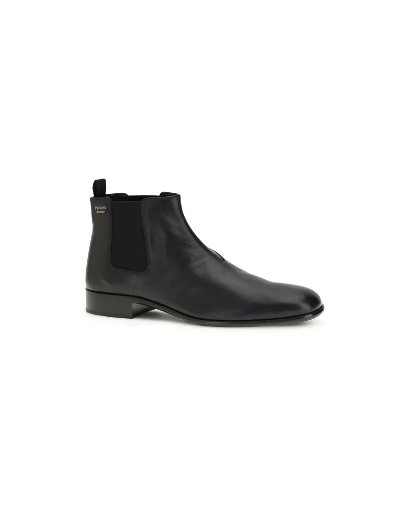 Prada Women's Black Goatskin Ankle Boots Black