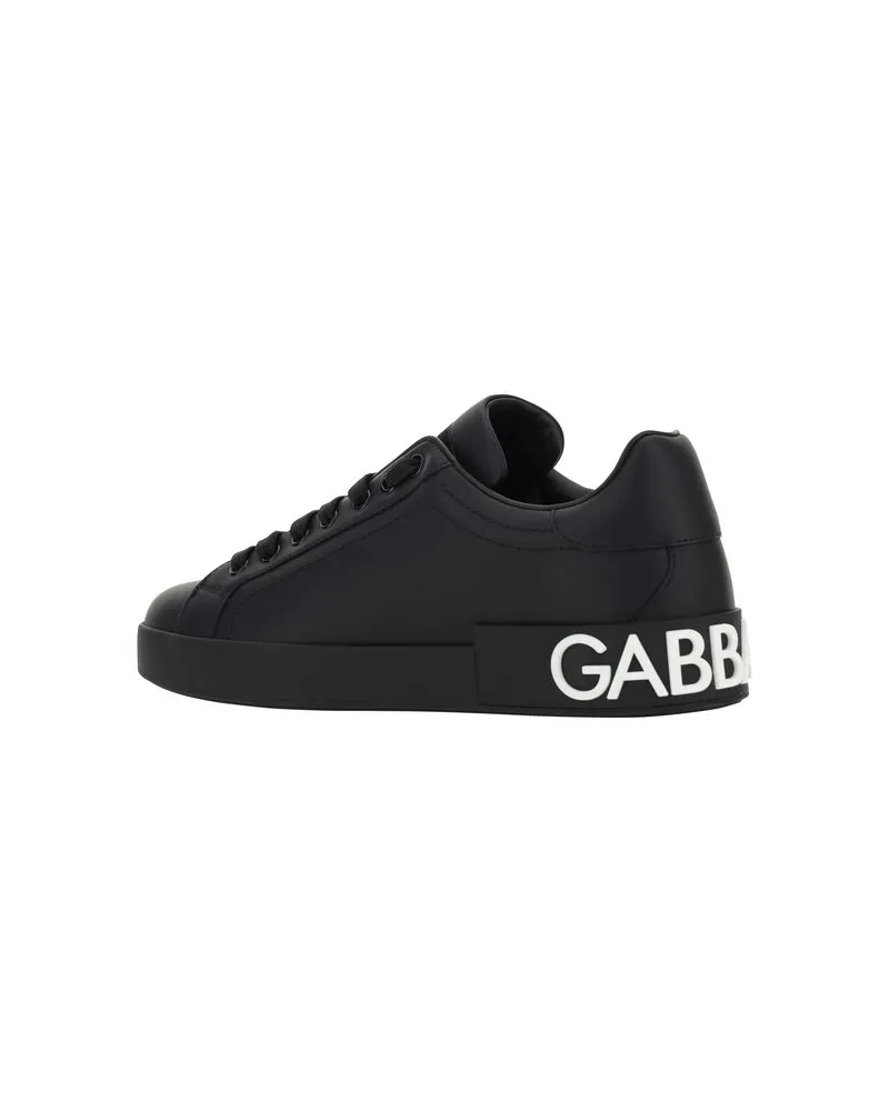 Dolce & Gabbana Men's Black Calf Leather Bos Taurus Sneakers Black