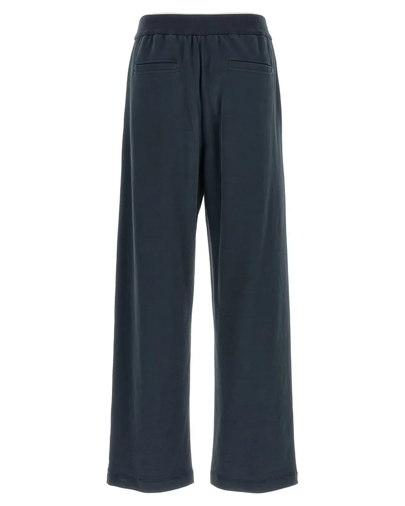 Brunello Cucinelli Front-Stitched Cotton Joggers — Dark blue Dark